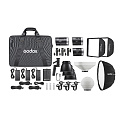 На фото изображено Комплект светодиодных осветителей Godox ML-KIT1 для видеосъемки