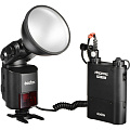 На фото изображено Вспышка накамерная Godox Witstro AD360II-N с батарейным блоком PB960 (Уценка01)
